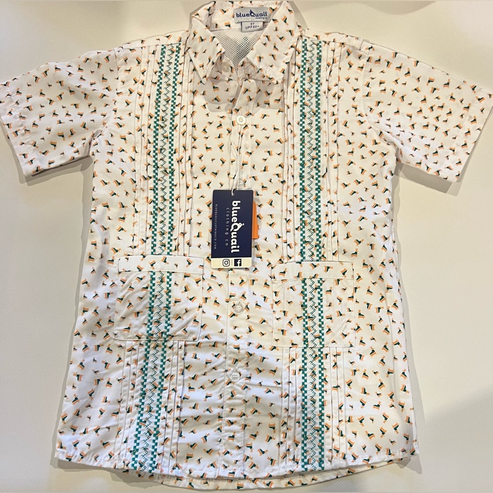 Fiesta guayabera blue quail fishing shirt dress